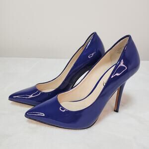 Cobalt Blue Pointed Toe Stiletto Pumps 6 Patent Leather Heel Office Siren Glossy